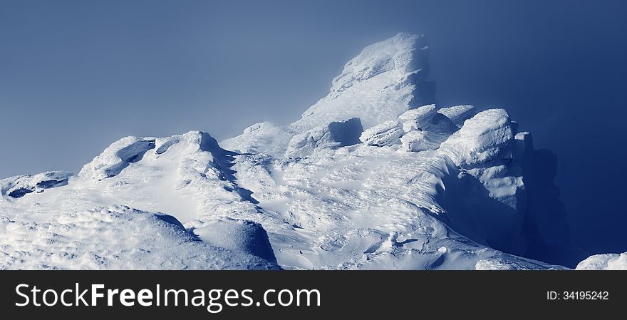 Panorama Of Winter Peaks