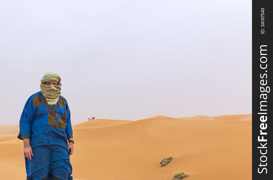 Self-portrait in the Sahara desert in southern Morocco, used as an Avatar. I am dressed in the typical costume of the blue people, people of the desert. Self-portrait in the Sahara desert in southern Morocco, used as an Avatar. I am dressed in the typical costume of the blue people, people of the desert.