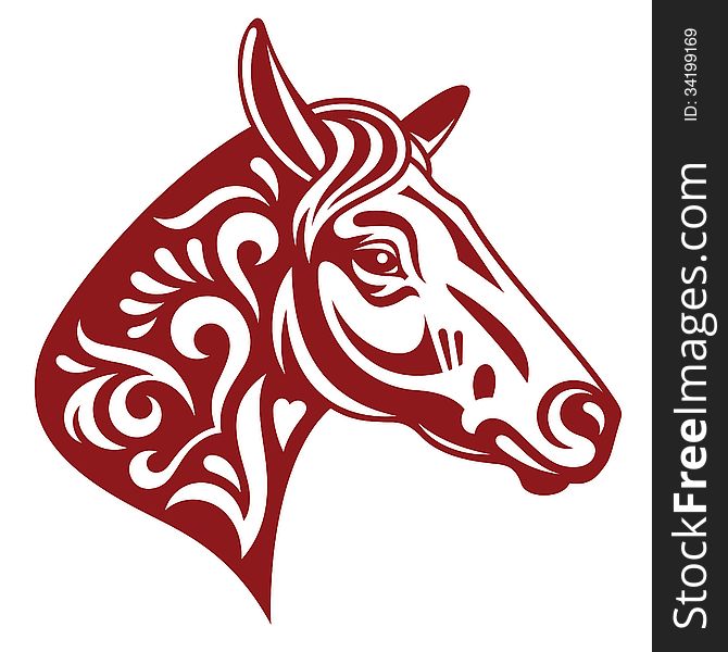 Horse, abstract vector illustration in red color