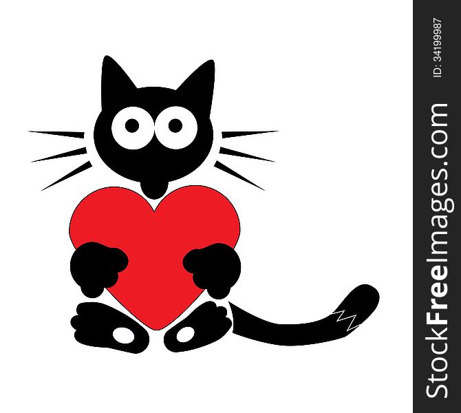 Black cat with red heart