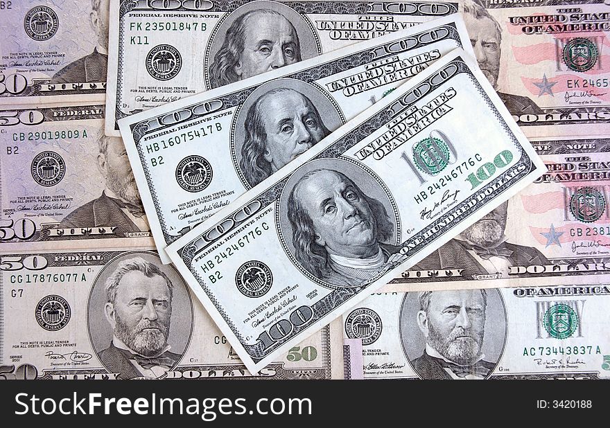 Lots of Dollars, photographed in a studio. Lots of Dollars, photographed in a studio.