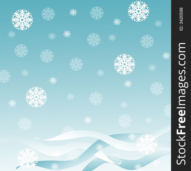 Computer generated blue background with snowflakes