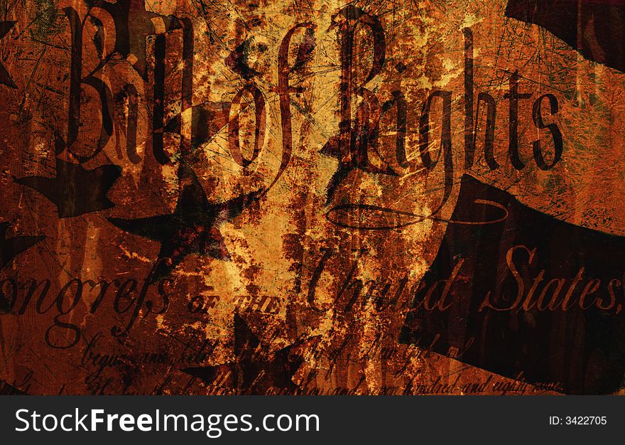 Grunge Style Background With Bill of Rights. Grunge Style Background With Bill of Rights