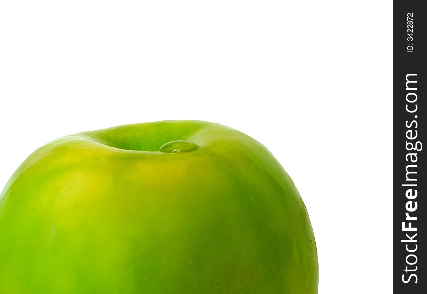 Green apple and white background. Green apple and white background