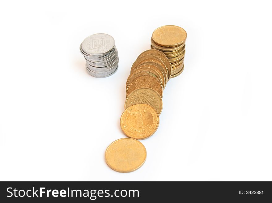 On a photo coins on white background