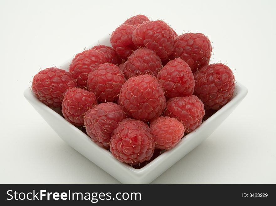 Raspberry dessert on a white background