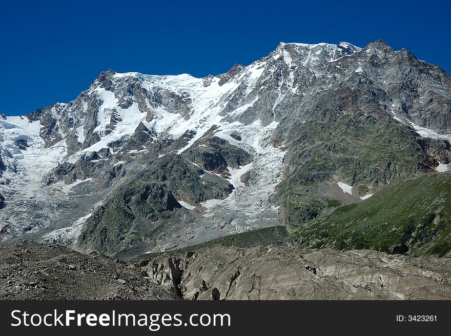 East face of Monte Rosa peak, west alps, Italy. East face of Monte Rosa peak, west alps, Italy.
