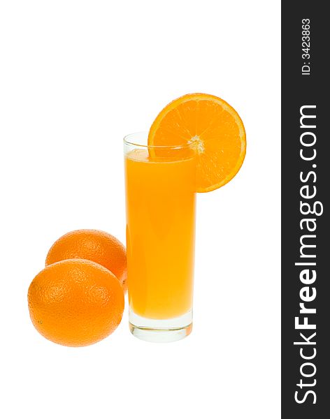 Fresh orange juice isolated on white