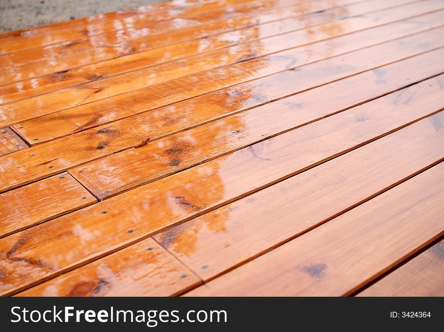 Wet garden terrace during raining. Wet garden terrace during raining