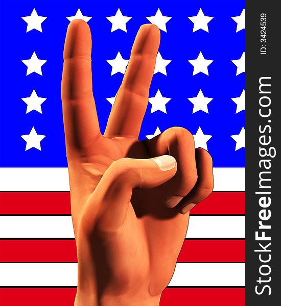 An victorious symbolic hand with the American flag, a good conceptual image for patriotic Americans. An victorious symbolic hand with the American flag, a good conceptual image for patriotic Americans.