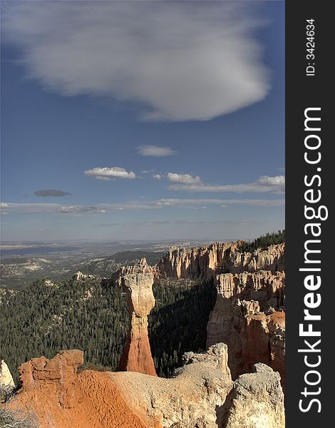 The well-known rock in Bryce canyon in state of Utah USA. The well-known rock in Bryce canyon in state of Utah USA