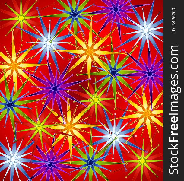 A background pattern featuring bright colorful ornaments and embellishments with a Christmas theme. A background pattern featuring bright colorful ornaments and embellishments with a Christmas theme