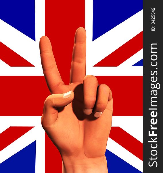 An conceptual image of hand with the UK flag, that could symbolise,freedom,peace,winning and victory. An conceptual image of hand with the UK flag, that could symbolise,freedom,peace,winning and victory.