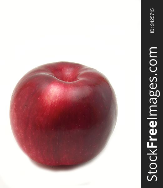 Beautiful red apple. Big apple. Isolated on a white background.