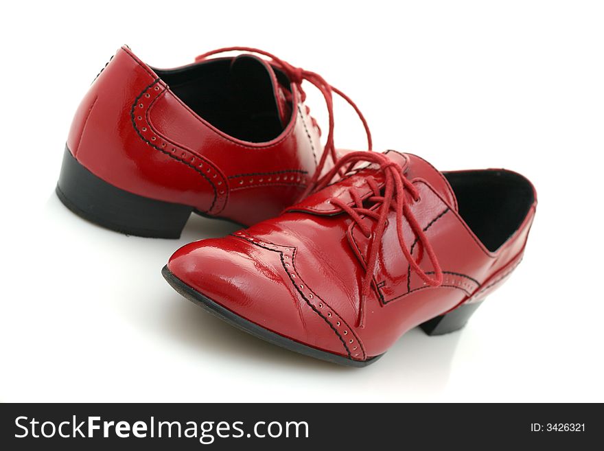 Red shoes on white background