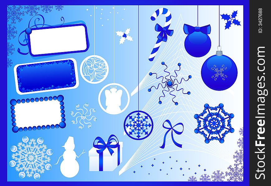 Christmas Symbols. Blue&white.