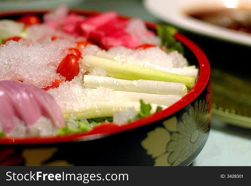 The Chinese tasty food:vegetable with ice. The Chinese tasty food:vegetable with ice