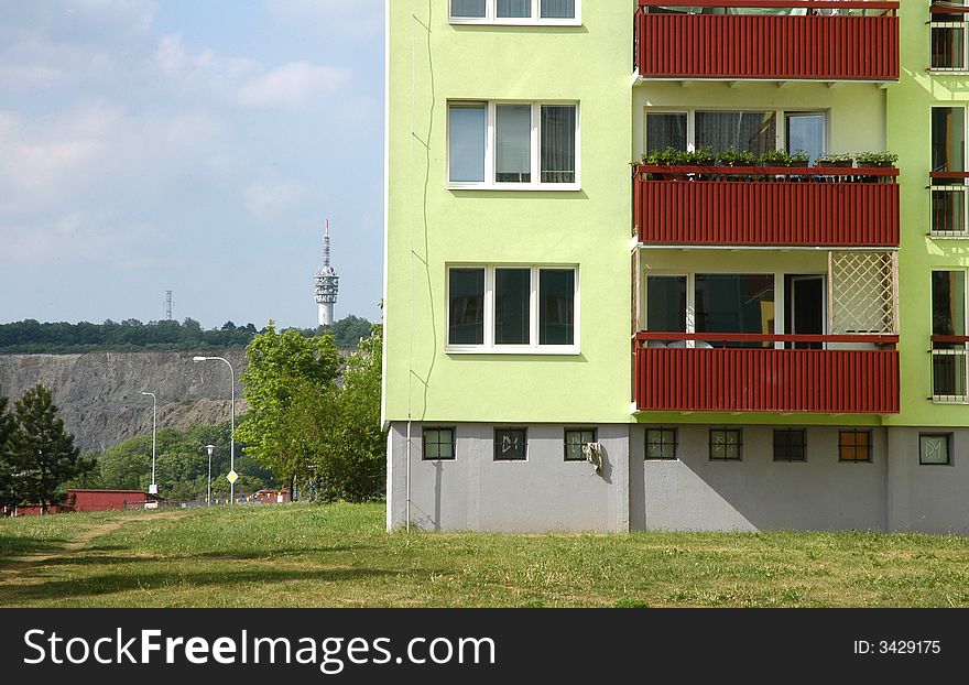Blocks of flats in different colours