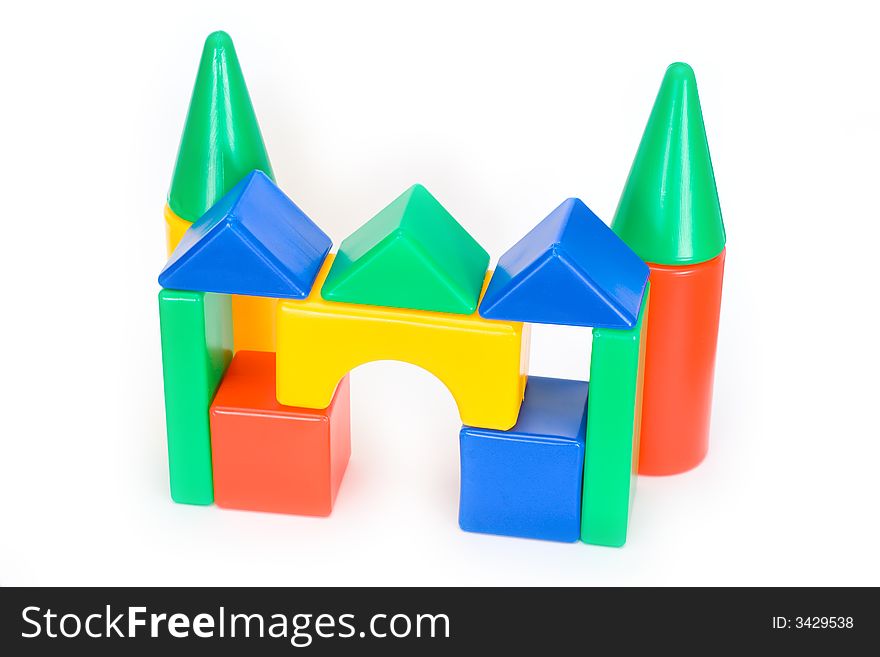 Small house from the children's designer on a white isolated background