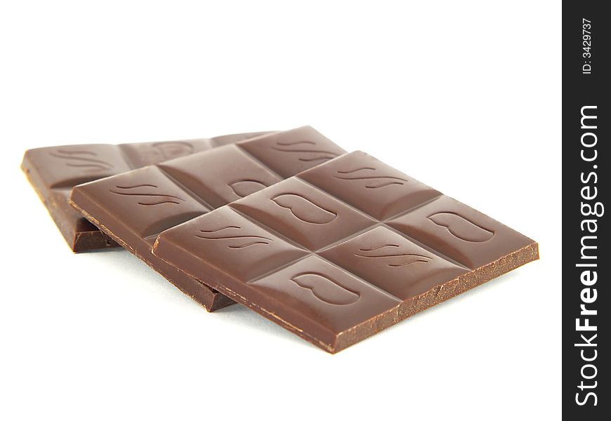 Brown chocolate bars on white background