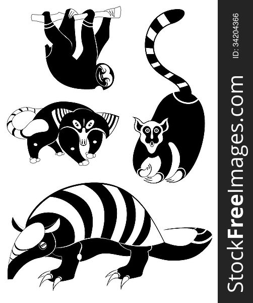 Vector original art animal silhouettes collection for design
