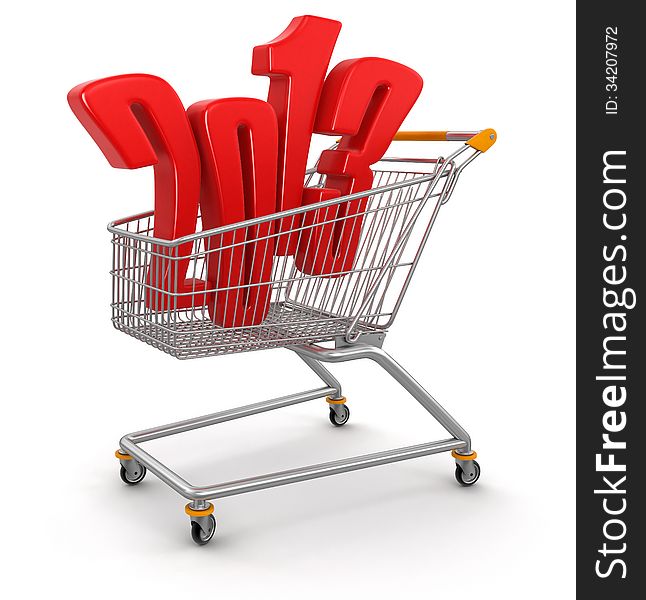 Shopping Carts and 2013. Image with clipping path. Shopping Carts and 2013. Image with clipping path