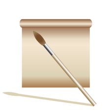 Paper And Paint Brush. Royalty Free Stock Images