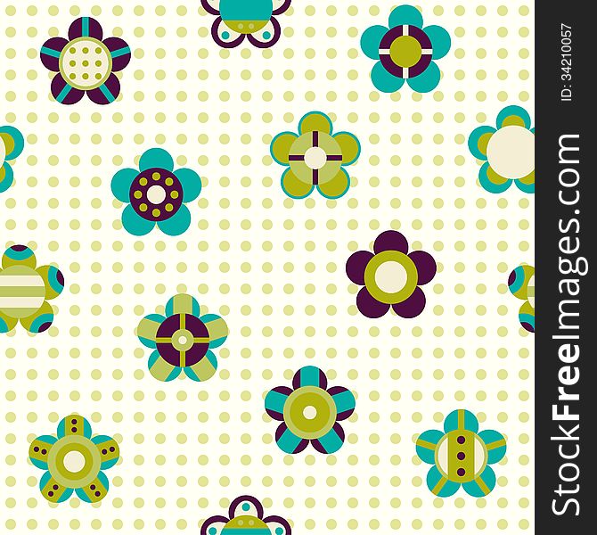 Seamless Pattern With Flowers On A Background