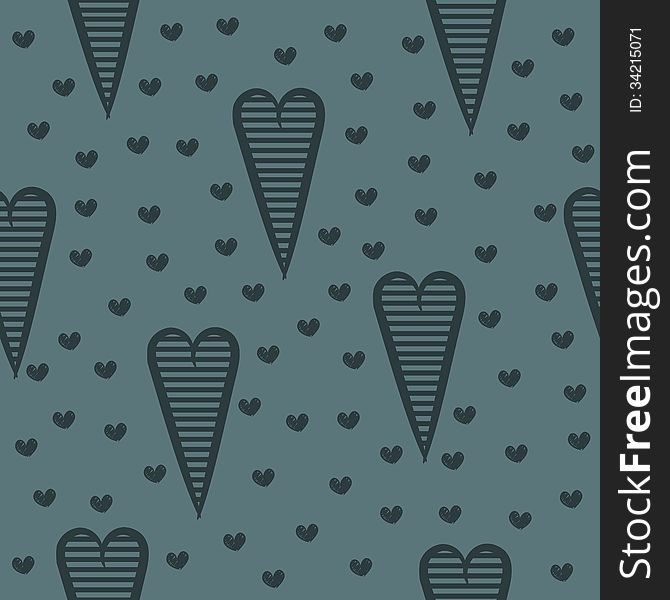 Seamless pattern with blue hearts, romantic gothic background. Seamless pattern with blue hearts, romantic gothic background.