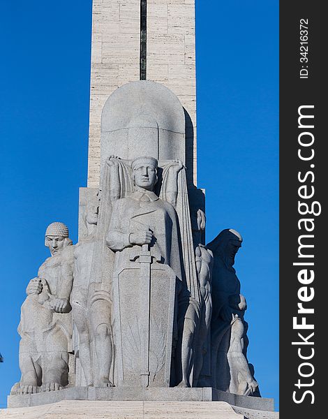 Freedom monument in Riga, Latvia with blue sky