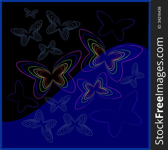 Vector butterflies on a dark background. Vector butterflies on a dark background