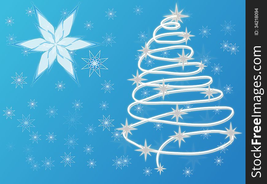 A vector based snowy Christmas tree abstract background. A vector based snowy Christmas tree abstract background