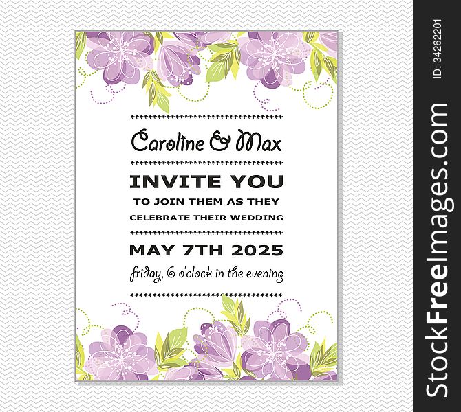 Wedding card or invitation with abstract floral background