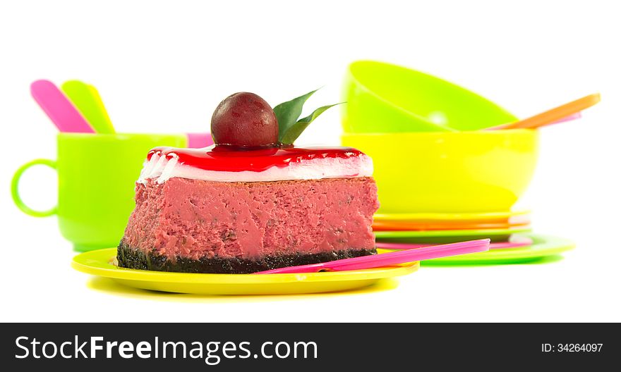 Tasty looking piece of cake isolated on white