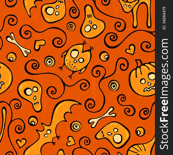 Halloween Seamless Pattern. Vector Background.