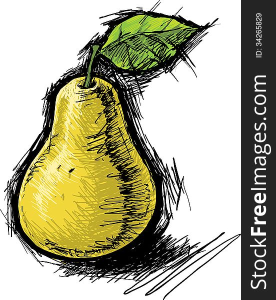 Simple vector yellow pear illustration