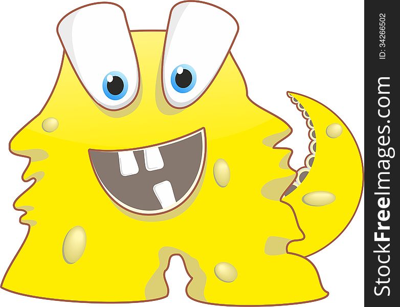Vector illustration of funny yellow monster on white background. Vector illustration of funny yellow monster on white background