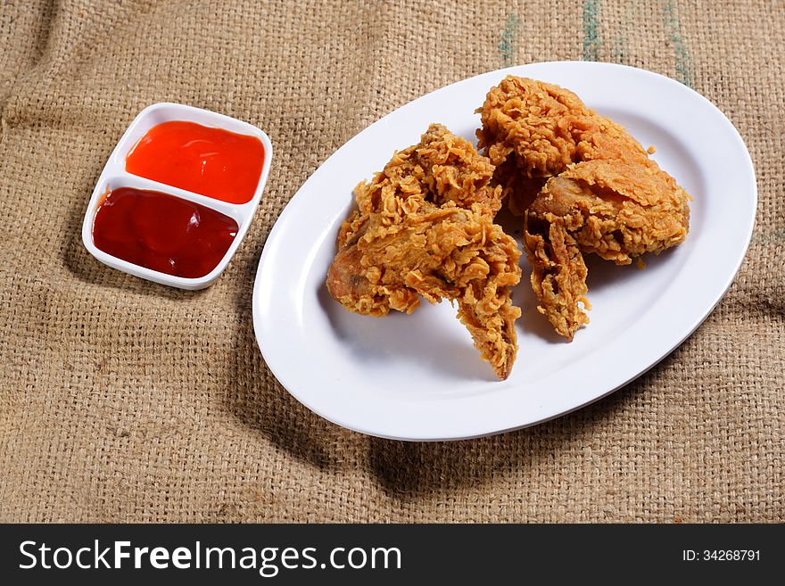 Crispy Fried Chicken Wing, on white plate