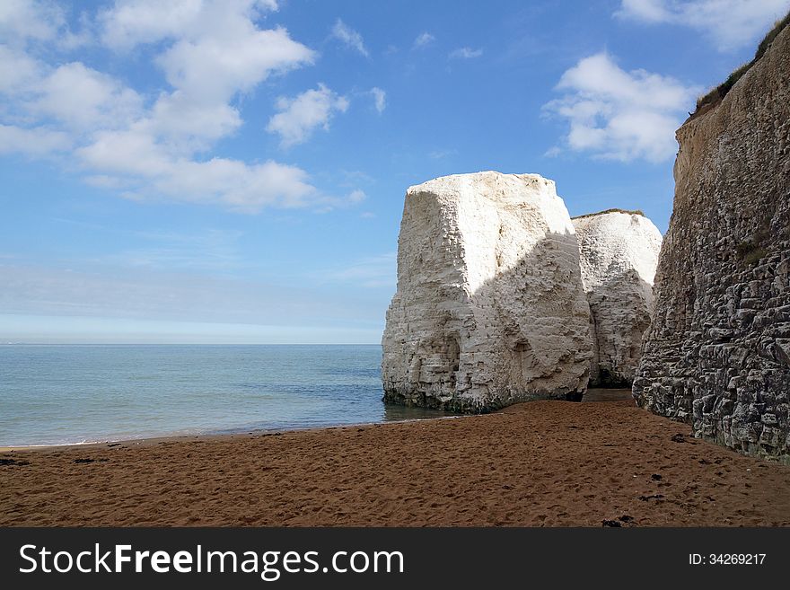 Chalk rocks and cliffs of Botany Bay Kent uk sit on the beach front and a secret cove lies just through the gap. Chalk rocks and cliffs of Botany Bay Kent uk sit on the beach front and a secret cove lies just through the gap