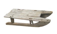Old Child’s Wooden Sled Isolated Stock Photo