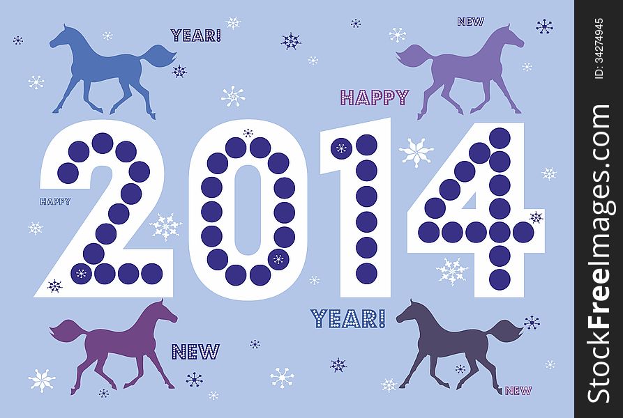 Illustration with New Year 2014 symbol of a horse. Illustration with New Year 2014 symbol of a horse