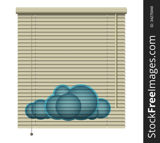 New realistic louvers icon with printed cloud symbol can use like conceptual design. New realistic louvers icon with printed cloud symbol can use like conceptual design