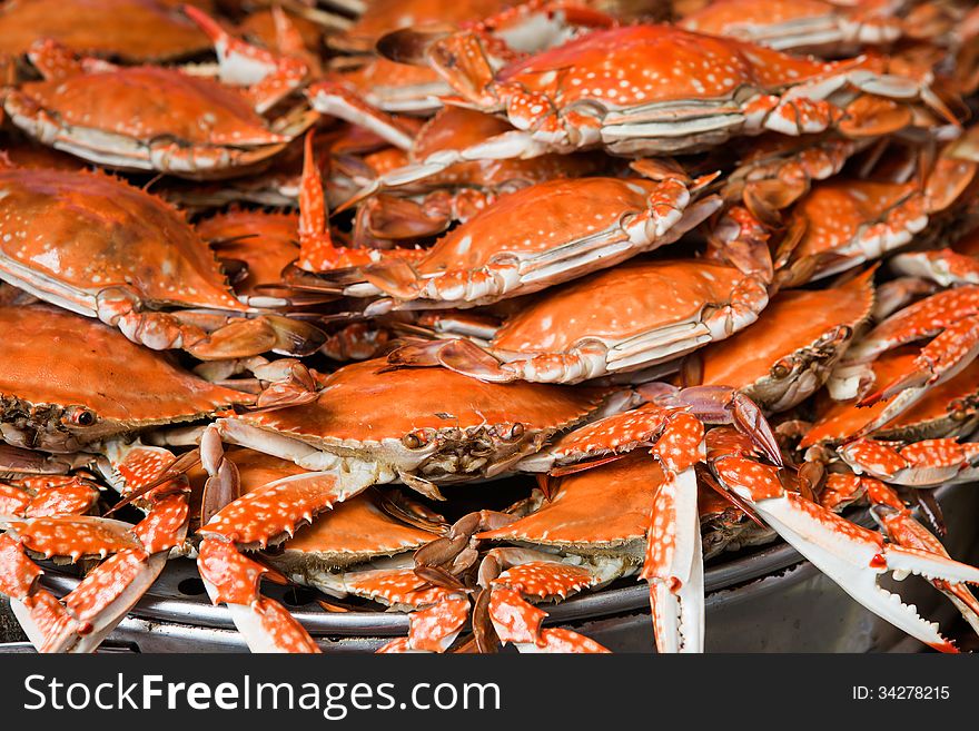 Steamed spotted crab, A specialty snack in Hainan province and Taiwan,China. Steamed spotted crab, A specialty snack in Hainan province and Taiwan,China.