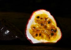 Isolated Inside Cut Open Passion Fruit Flesh Royalty Free Stock Images Isolated Inside Cut Open Passion Fruit Flesh Royalty Free Stock Images