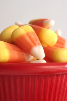 Candy Corn In A Red Bowl Royalty Free Stock Images