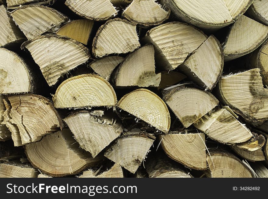 Background of freshly cut wooden logs