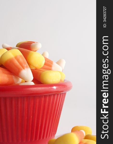 Candy Corn in a Red Bowl