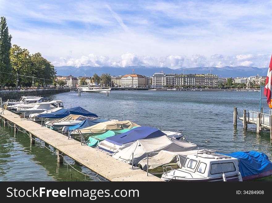Boats on the Lake in Geneva. Switzerland