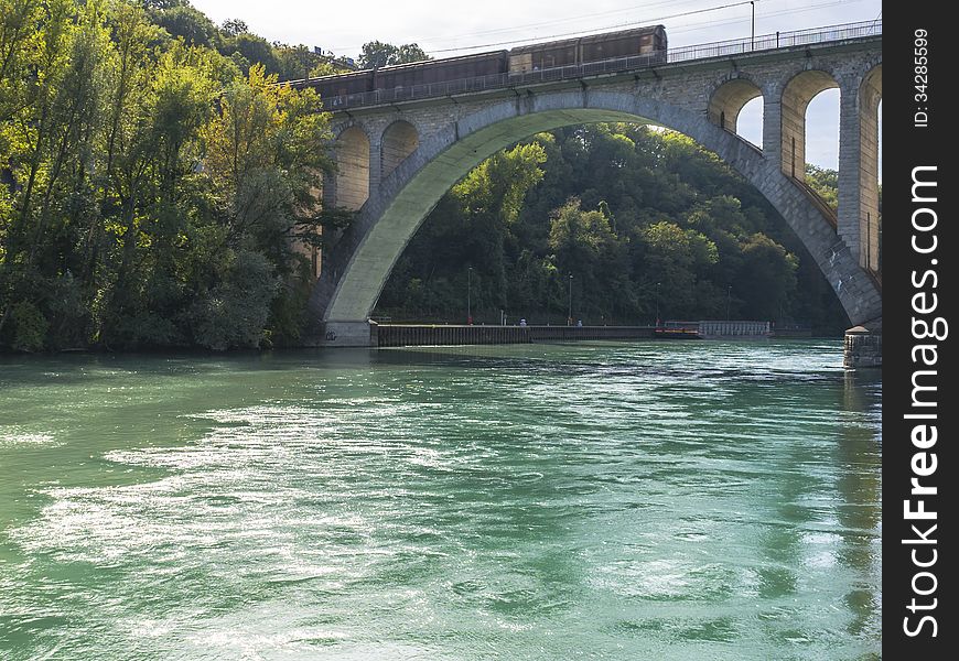 Stone railway bridge in Geneva, Switzerland