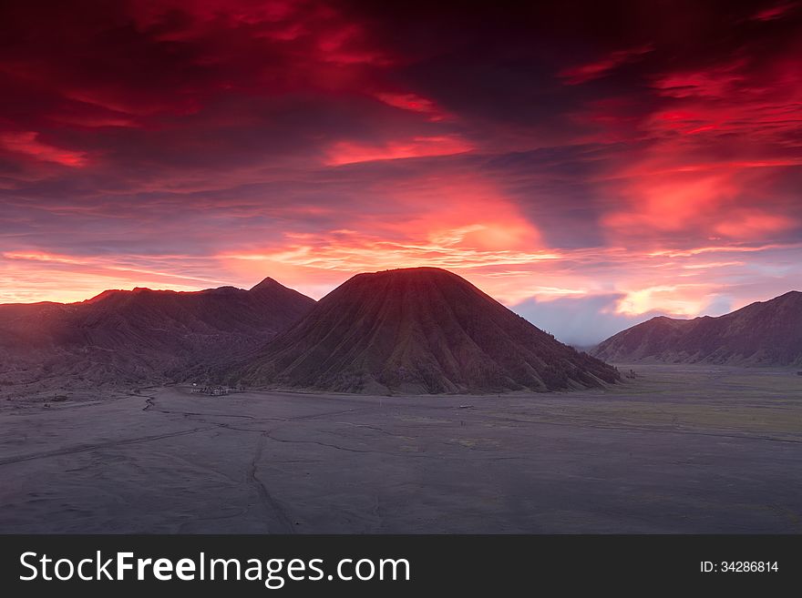 Sunset At Volcanoes Of Bromo